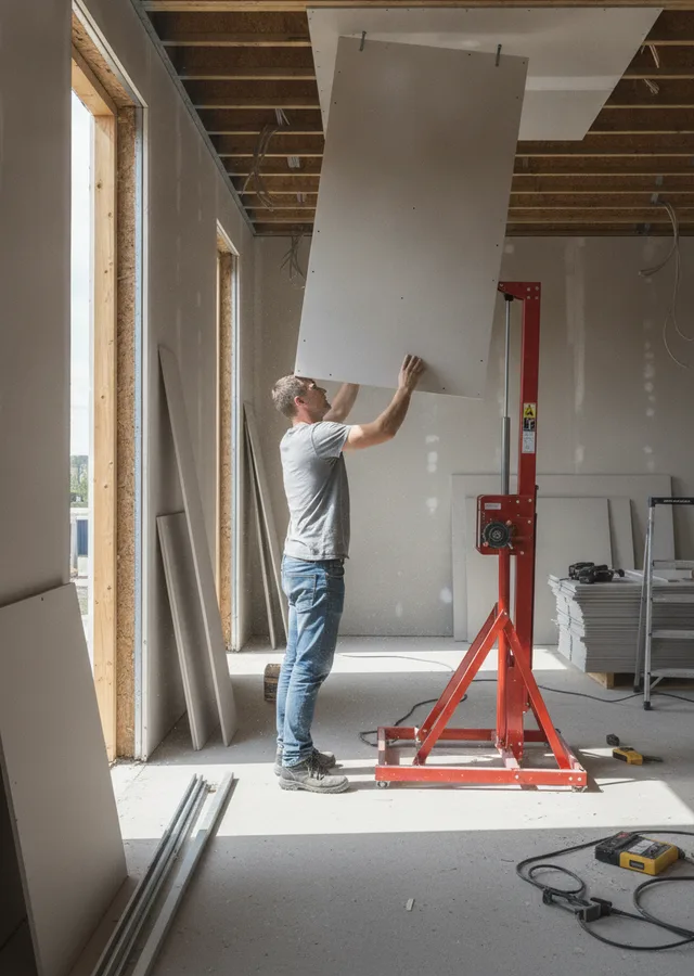 Plâtrier-plaquiste au travail en Haute-Garonne